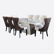 2.0M Rectangle Marble Dining Set 1+8 MT2811-GG + DC2811 